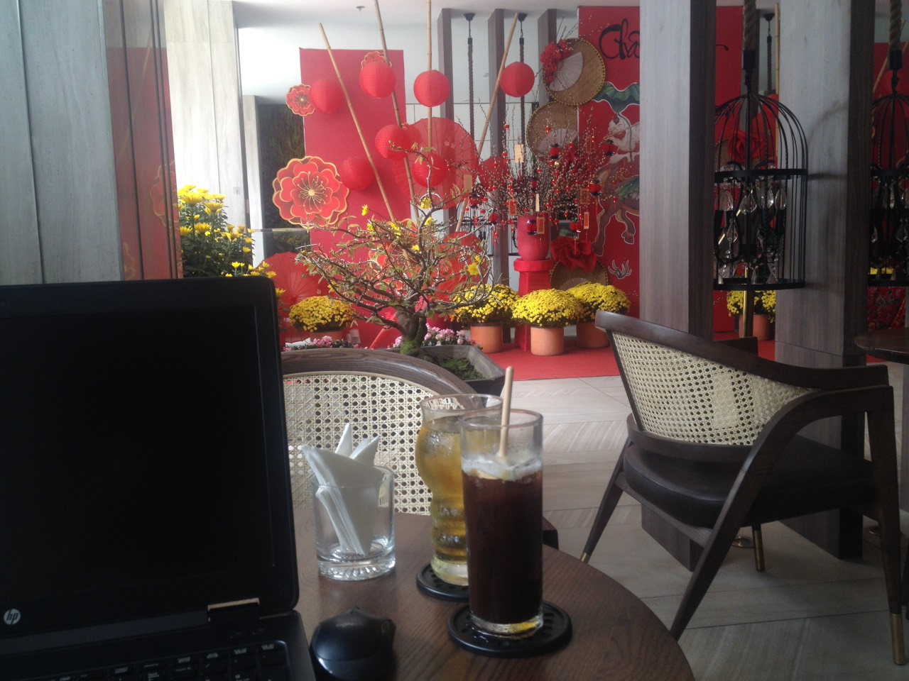 Morning coffee at Chau Khuong Hotel
